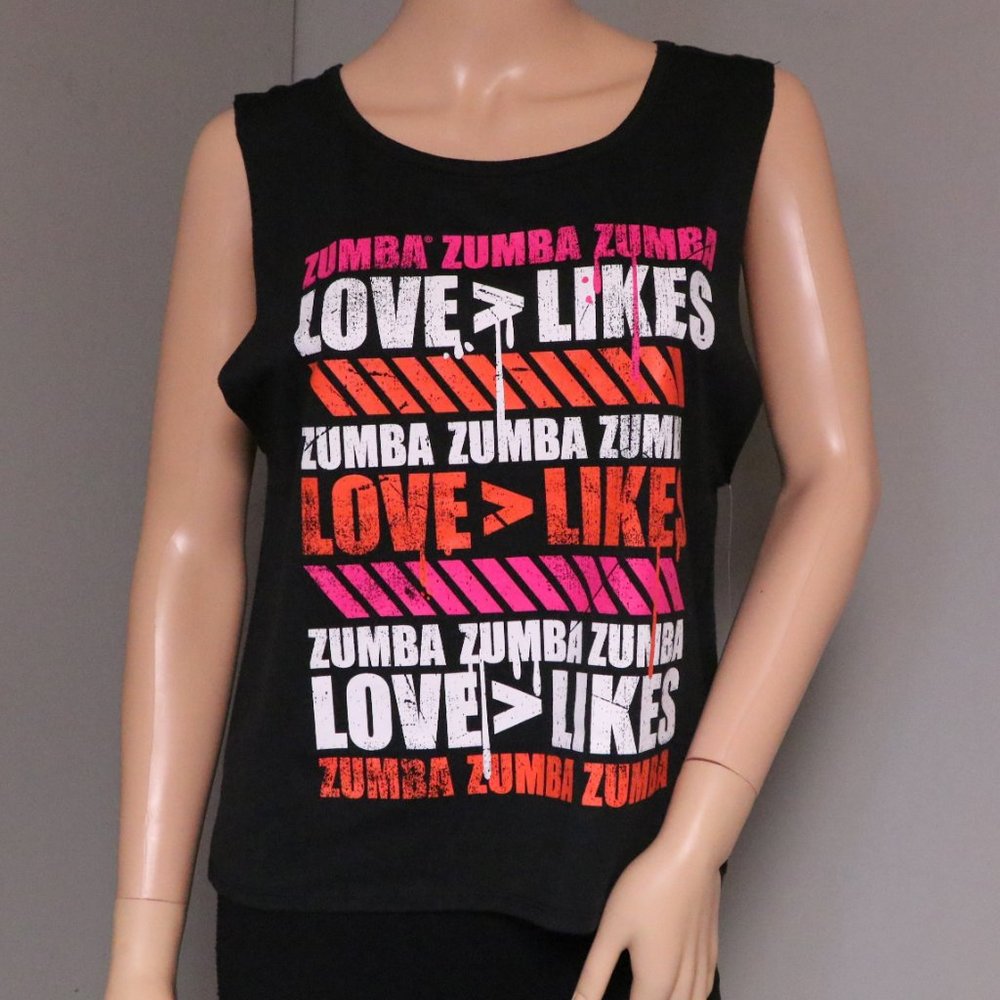 ZUMBA LOVE OVER LIKES OPEN BACK TANK TOP SIZE S